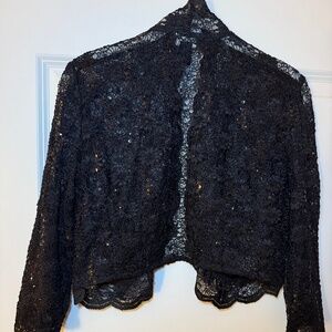 R&M Black Sequin Bolero Lace Jacket Women's Size S